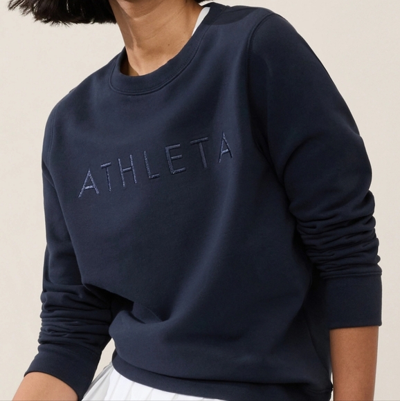 New Athleta Logo Fleece Crewneck Sweatshirt Size XS - Picture 1 of 15